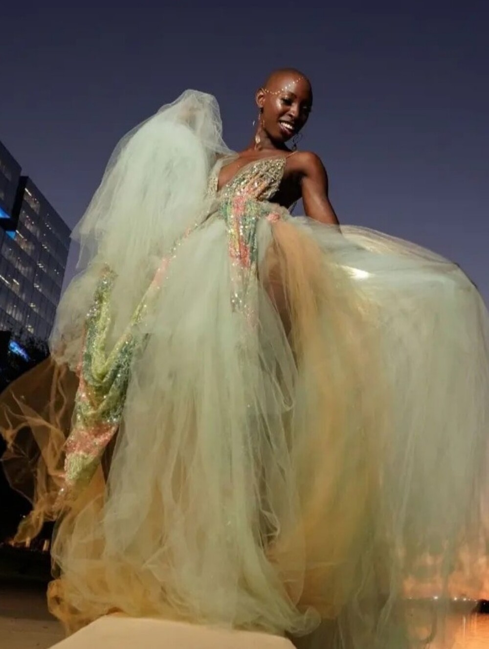 "CINDLE" Sequin Tie Dye Rainbow Wedding Ballgown Set